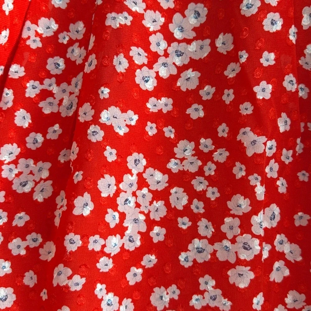 Banana Republic Floral Mini Skater Skirt, Red/White, Size 4, NWT